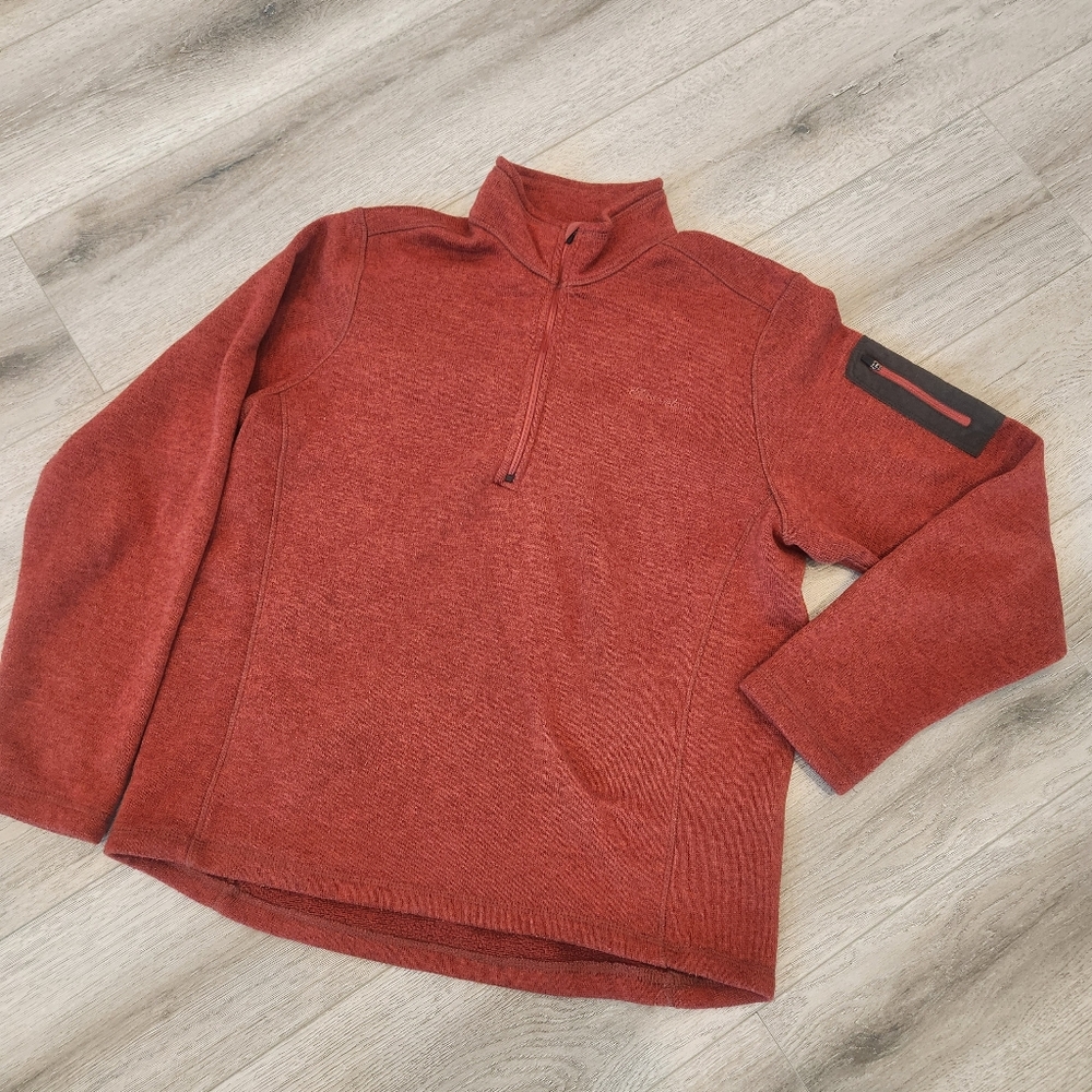 Eddie Bauer Men's Orange "Rust" Quarter Zip-Up Sweater Size XL